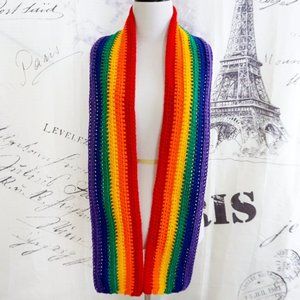 Rainbow Pride Bold Hues Crochet Scarf